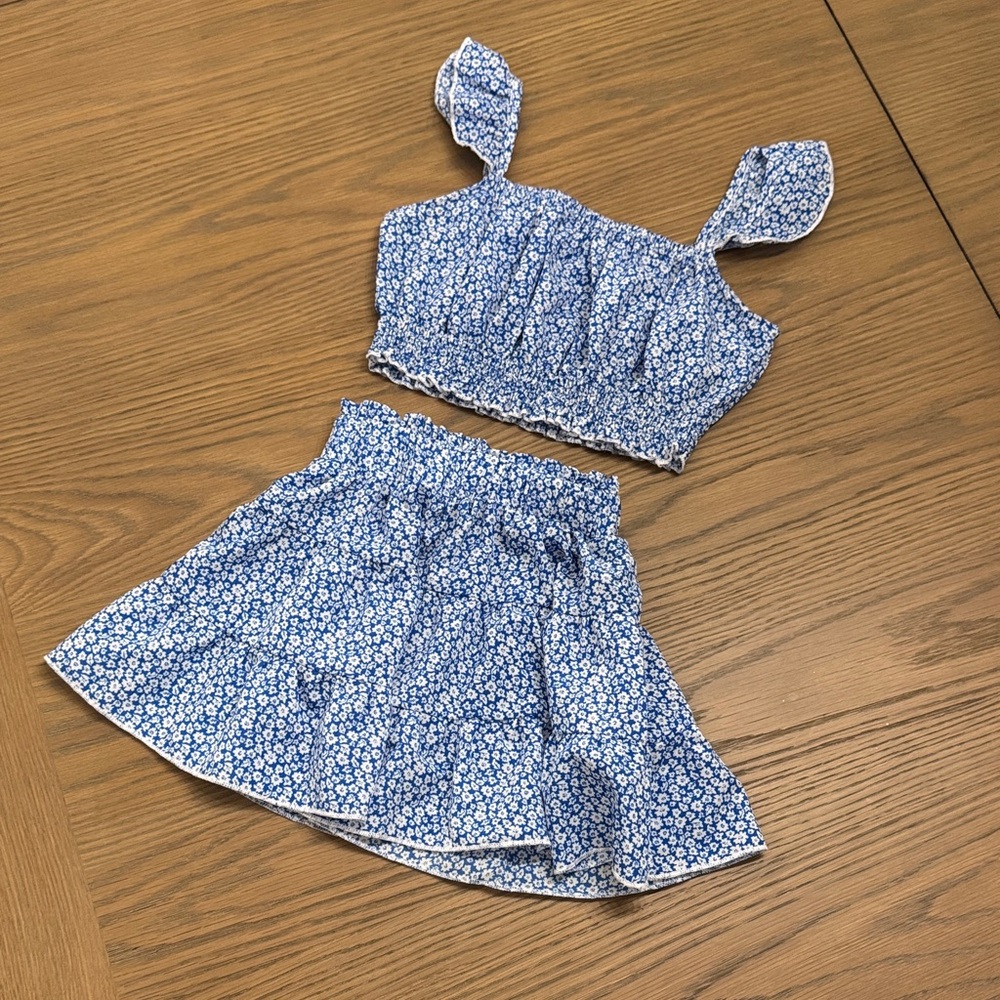 Kids Blue Floral Two-Piece Set